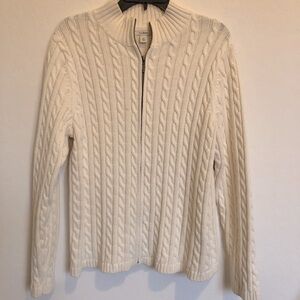 L.L. Bean Women’s Size 1X Knit Zip Up Sweater-100% Cotton